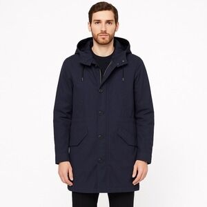 NWT The Kooples Men's Soft‎ Technical Denim Cotton Parka Navy $670 Retail Size L
